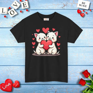 Heavy Cotton Tee Featuring Two Adorable Hearts - Dipaliz - Black / s - T-shirts