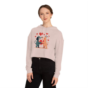 Trendy Two Dogs Cropped Hooded Sweatshirt - Soft Cotton - Dipaliz - Sweatshirts