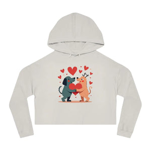Trendy Two Dogs Cropped Hooded Sweatshirt - Soft Cotton - Dipaliz - Sweatshirts
