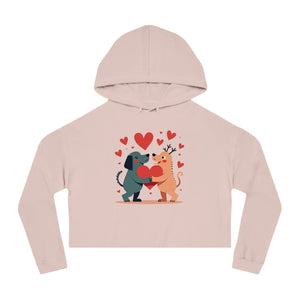 Trendy Two Dogs Cropped Hooded Sweatshirt - Soft Cotton - Dipaliz - Sweatshirts