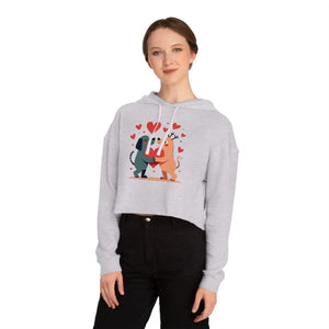 Trendy Two Dogs Cropped Hooded Sweatshirt - Soft Cotton - Dipaliz - Sweatshirts