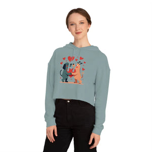 Trendy Two Dogs Cropped Hooded Sweatshirt - Soft Cotton - Dipaliz - Sweatshirts