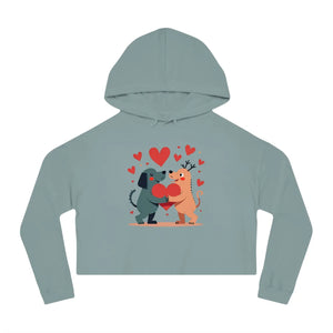 Trendy Two Dogs Cropped Hooded Sweatshirt - Soft Cotton - Dipaliz - Sweatshirts