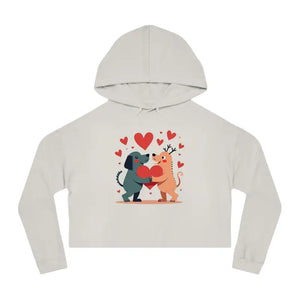 Trendy Two Dogs Cropped Hooded Sweatshirt Ultra Soft Comfort - Dipaliz - Bone / Xs - Sweatshirts