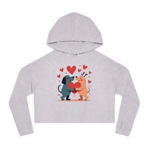 Trendy Two Dogs Cropped Hooded Sweatshirt Ultra Soft Comfort - Dipaliz - Grey Heather / Xs - Sweatshirts