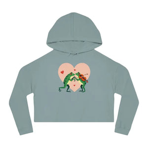 Chic Hooded Sweatshirt Frogs Playing Violin Cotton Face Yarn Dipaliz - Sage / Xs - Hoodies
