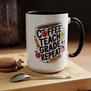 Two-tone Accent Coffee Mug for Teachers Energy Boost - Dipaliz - 15oz / Black - Mugs