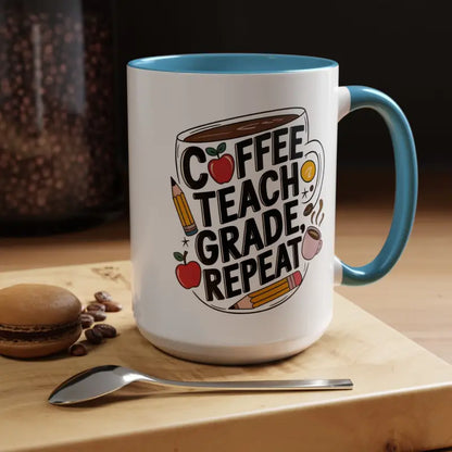 Elevate your Sip with the Two-tone Accent Coffee Mug for Teachers - 15oz / Light Blue