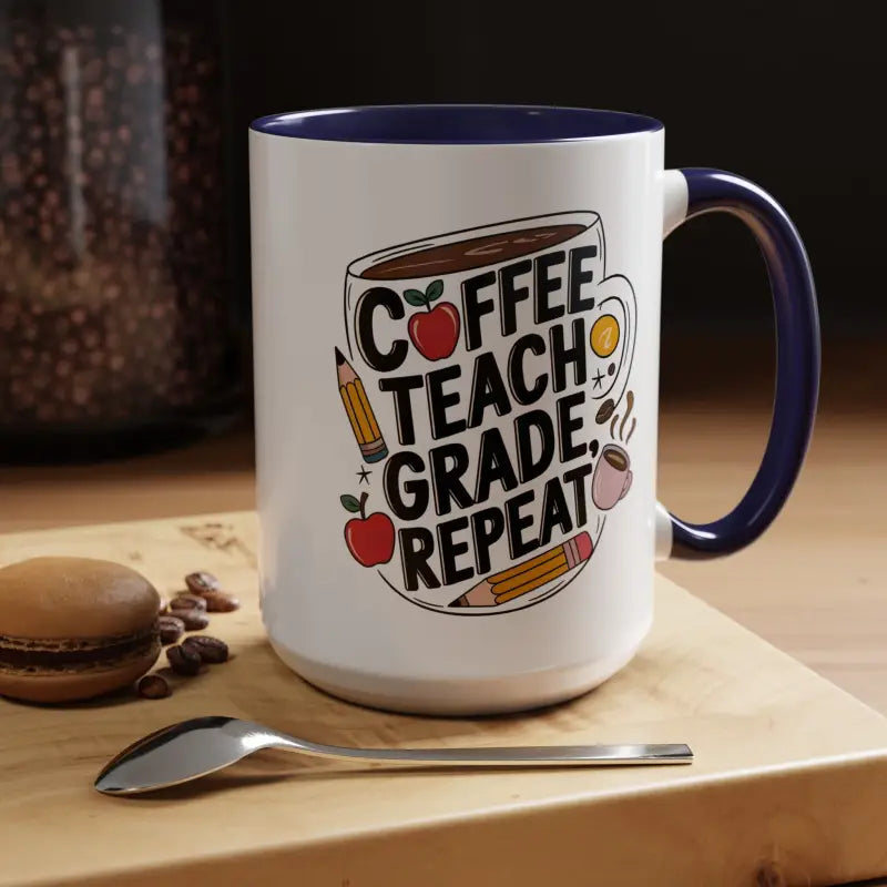 Elevate your Sip with the Two-tone Accent Coffee Mug for Teachers - 15oz / Navy