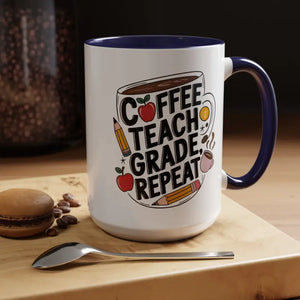 Mug - Two-tone Accent Coffee for Teachers - Dipaliz 15oz / Navy