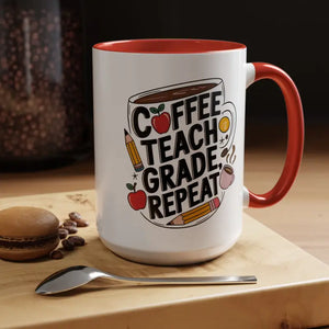 Mug - Two-tone Accent Coffee for Teachers - Dipaliz 15oz / Red