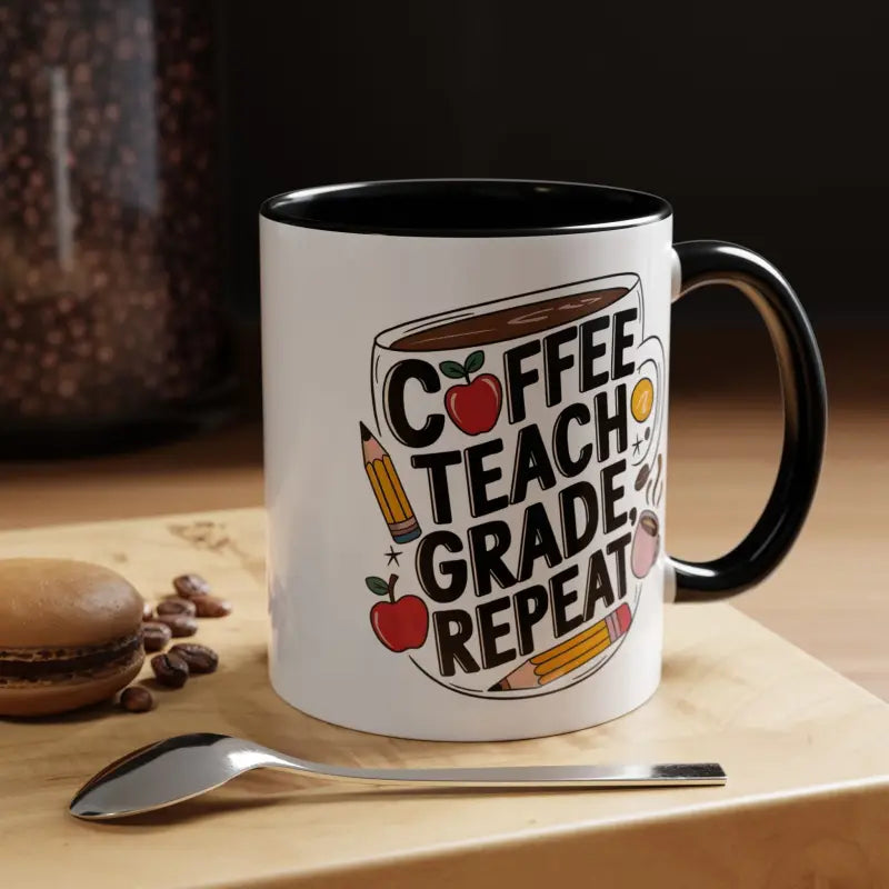 Elevate your Sip with the Two-tone Accent Coffee Mug for Teachers - 11oz / Black