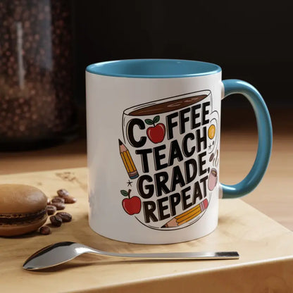 Elevate your Sip with the Two-tone Accent Coffee Mug for Teachers - 11oz / Light Blue