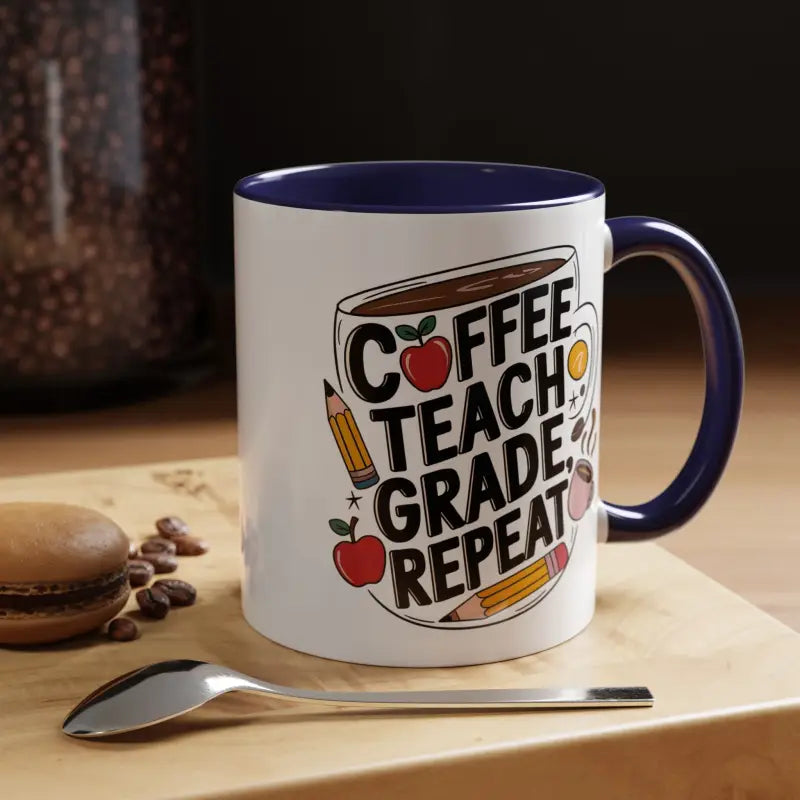 Elevate your Sip with the Two-tone Accent Coffee Mug for Teachers - 11oz / Navy