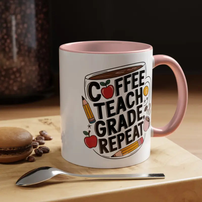 Elevate your Sip with the Two-tone Accent Coffee Mug for Teachers - 11oz / Pink