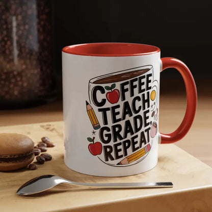 Elevate your Sip with the Two-tone Accent Coffee Mug for Teachers - 11oz / Red