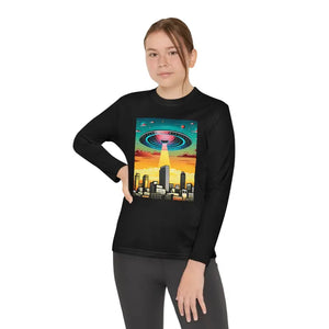 Kids Clothes - Ufo in the City Youth Long Sleeve Tee High Rise Buildings - Dipaliz