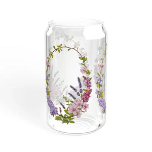 16oz Sipper Glass with Bamboo Lid Floral Design by Dipaliz - Tumblers