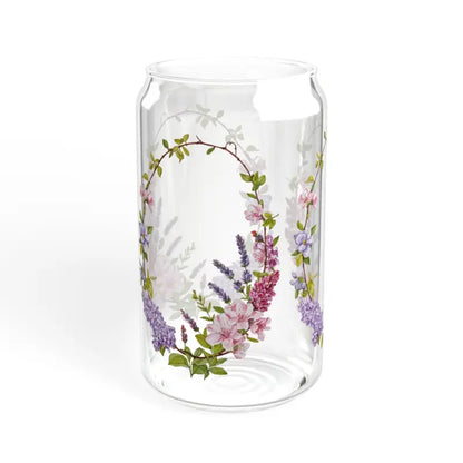 Elevate your Sipping with the 16oz Floral Wreath Sipper Glass - Tumbler