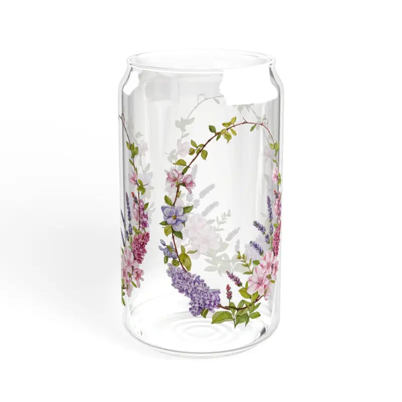 Elevate your Sipping with the 16oz Floral Wreath Sipper Glass - Tumbler