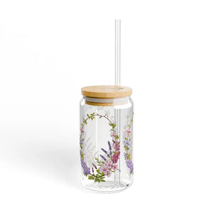 16oz Sipper Glass with Bamboo Lid Floral Design by Dipaliz - Tumblers