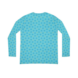 T-shirt - Long Sleeve v Neck Shirt - Blue Spandex Comfort - Dipaliz