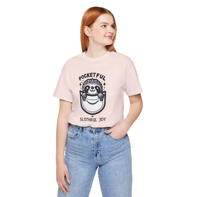 Chill in Style with the Sloth Expedition Short Sleeve Tee - Soft Pink / s T-shirt