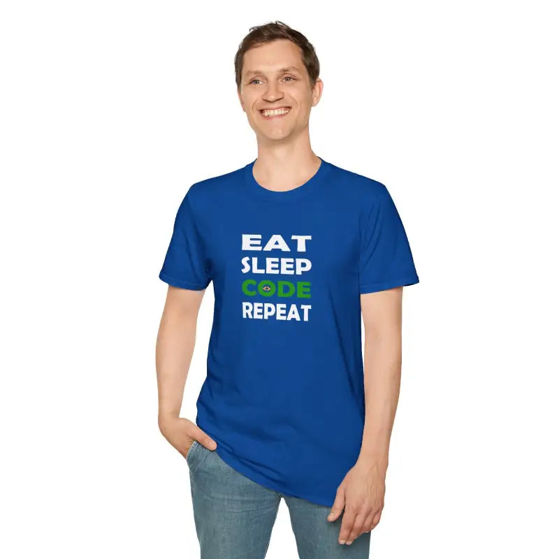 Unisex Softstyle Eat Sleep Code Repeat Tee - Ultimate Comfort! - Royal / s T-shirt