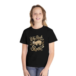 Why the Rush Sloth Tee - Kids Playful Cotton Top - Dipaliz - Black / Xs - T-shirts
