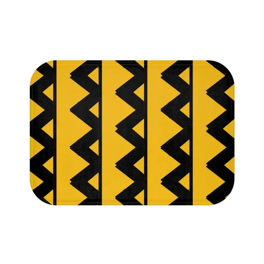 Transform your Bathroom with the Luxe Zigzag Yellow Bath Mat - 24’’ × 17’’ Home Decor