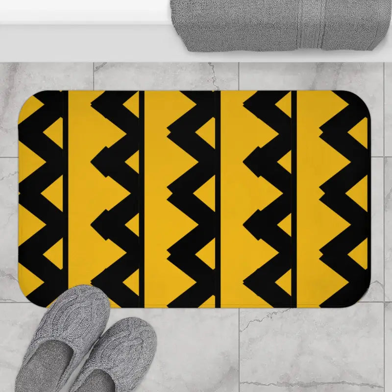 Zigzag Yellow Bath Mat: Luxe Style for your Bathroom Oasis - Home Decor