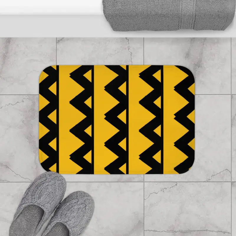 Zigzag Yellow Bath Mat: Luxe Style for your Bathroom Oasis - Home Decor