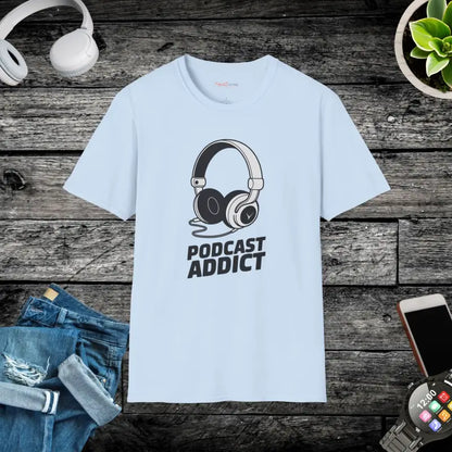 Podcast Addict Tee: Bees & Blossoms for Ultimate Comfort - Light Blue / s T-shirt