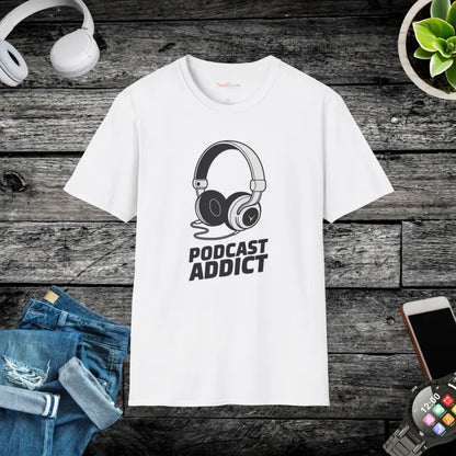 Podcast Addict Tee: Bees & Blossoms for Ultimate Comfort - White / s T-shirt