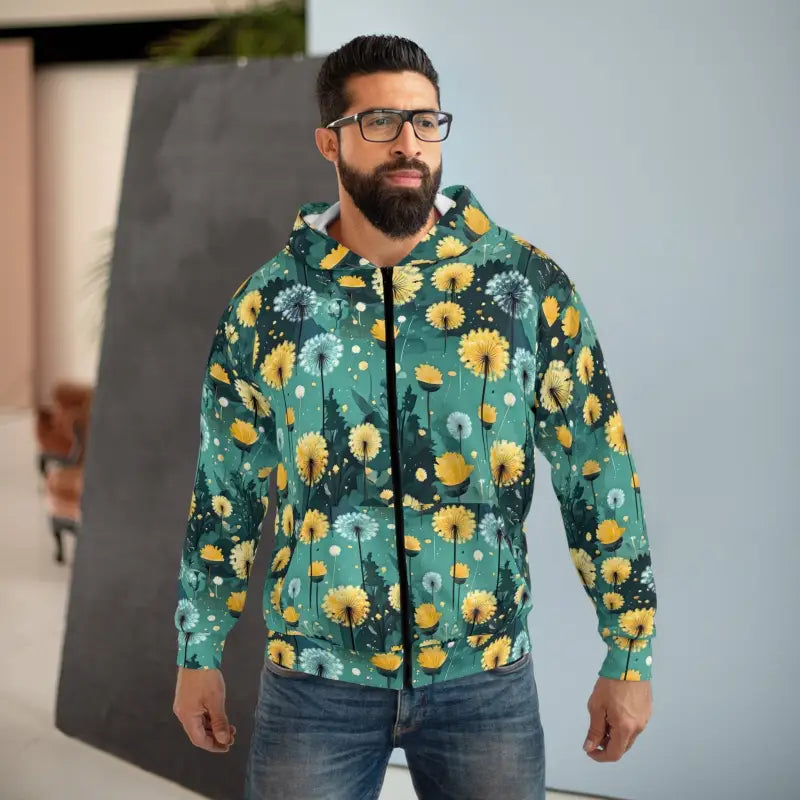 Winter Wardrobe Upgrade: Unisex Dandelions Zip Hoodie! - All Over Prints