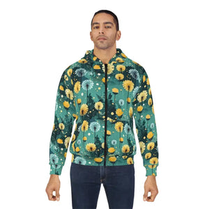 Zip Hoodie - Bold Dandelions Pattern Warmth Style - Dipaliz - Hoodies