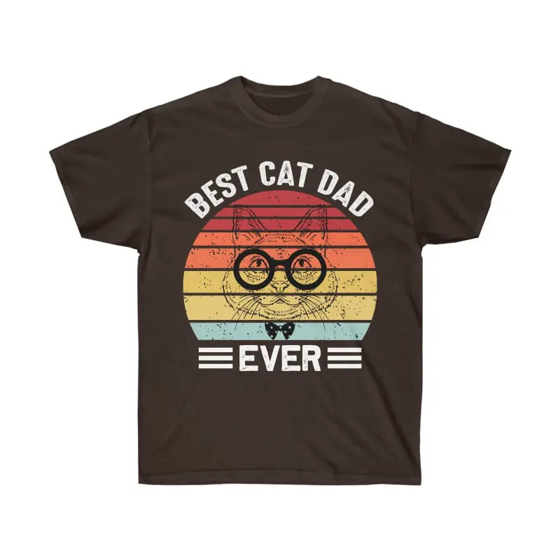 Cool Cat Dads: Unisex Ultra Cotton Tee for Feline Flair - Dark Chocolate / s T-shirt