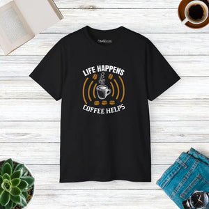 Life Happens Coffee Helps Ultra Cotton Tee - Unisex Classic - Dipaliz - Black / s - T-shirts