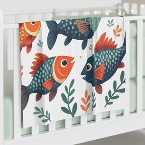 Underwater Baby Swaddle Blanket Colorful Fish Design - Dipaliz - 30’’ × 40’’ / White - Swaddling & Receiving Blankets