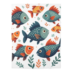 Underwater Baby Swaddle Blanket Colorful Fish Design - Dipaliz - 30’’ × 40’’ / White - Swaddling & Receiving Blankets