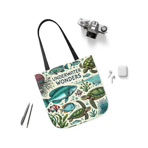 Underwater Wonders Canvas Tote - Ocean Lover Marine Life Art - Dipaliz - Bags