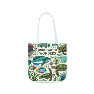 Underwater Wonders Canvas Tote - Ocean Lover Marine Life Art - Dipaliz - 16’’ × / Light Blue - Bags