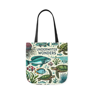 Underwater Wonders Canvas Tote - Ocean Lover Marine Life Art - Dipaliz - 18’’ × / Black - Bags
