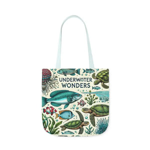 Underwater Wonders Canvas Tote - Ocean Lover Marine Life Art - Dipaliz - 18’’ × / Light Blue - Bags