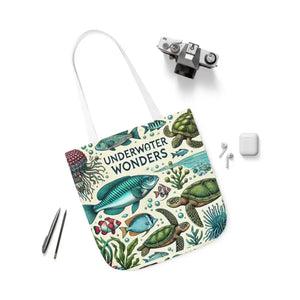Underwater Wonders Canvas Tote - Ocean Lover Marine Life Art - Dipaliz - Bags