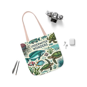 Underwater Wonders Canvas Tote - Ocean Lover Marine Life Art - Dipaliz - Bags