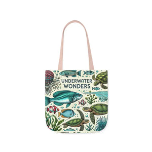 Underwater Wonders Canvas Tote - Ocean Lover Marine Life Art - Dipaliz - 16’’ × / Light Pink - Bags