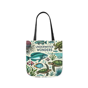 Underwater Wonders Canvas Tote - Ocean Lover Marine Life Art - Dipaliz - 16’’ × / Black - Bags