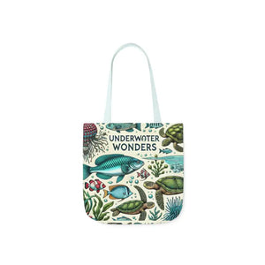 Underwater Wonders Canvas Tote - Ocean Lover Marine Life Art - Dipaliz - 13’’ × / Light Blue - Bags