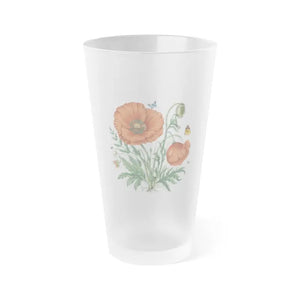 Poppy Flowers Frosted Pint Glasses - Vibrant Kitchen Decor - Dipaliz - 16oz / Beer